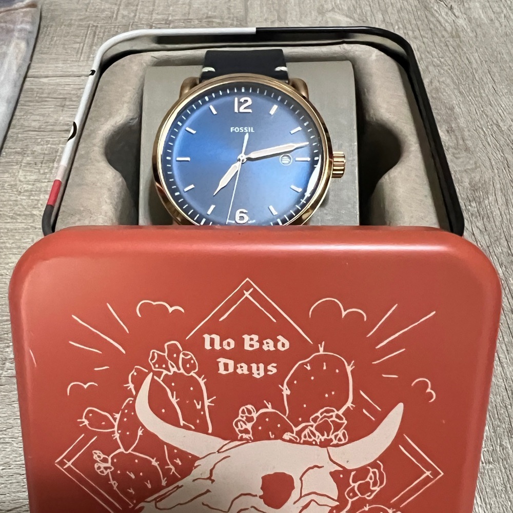 Beautiful Blue Leather Rose Gold Fossil Watch